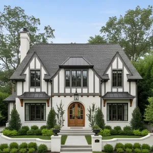 Whitewashed Tudor With Cedar Accents