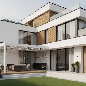 Courtyard Layers With Warm Timber