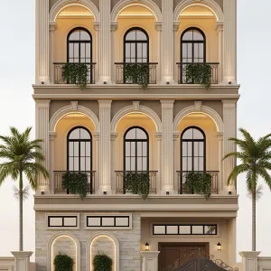 Arcaded City Manor With Iron Balconies