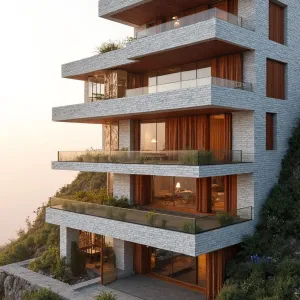 Perched Paradise: A Sleek Oasis Alighting the Morning Mists