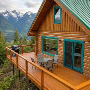 Cliffside Log Retreat With Mountain Deck