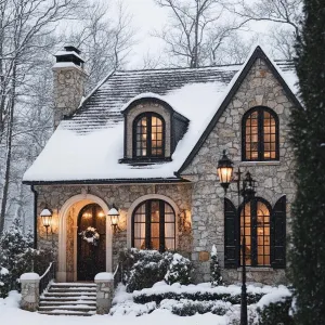Cozy Stone Cottage In A Winter Wonderland