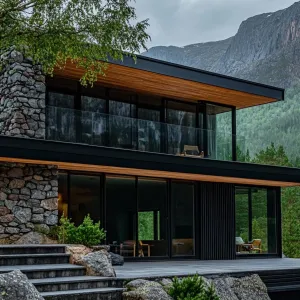 Stone or Brick Façades Mixed With Wood