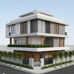 Palm-Edge Corner Terrace House