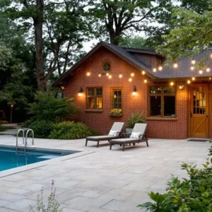 Brick and Blooms Pool Haven