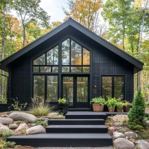 Striking Black Scandinavian Cabin