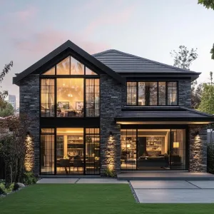 Stunning Modern Suburban House At Dusk