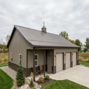 Weathered Gable Barn With Triple Bays