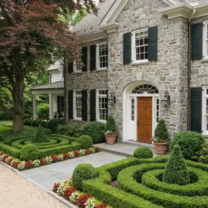 Formal Courtyard With Whimsical Hedge Maze
