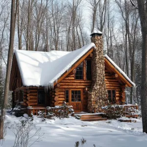 Snow-Capped Log Hideaway: Cabin Tranquility