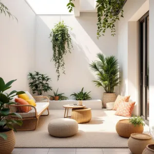 Tranquil Patio Paradise with Lush Greens