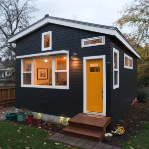 Bold Black Box with a Sunny Door