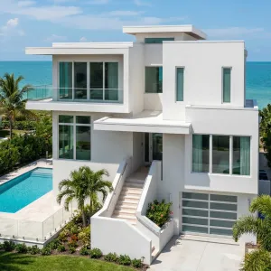 Palm Framed Beach Cube And Pool
