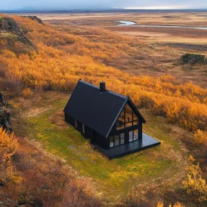 Black House Amid Autumn Glory