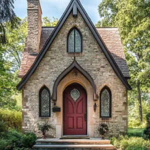A Secretive Stone Cottage with Crimson Entrance