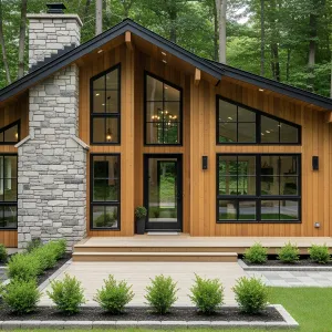 Woodland Sanctuary with Stone Chimney Elegance