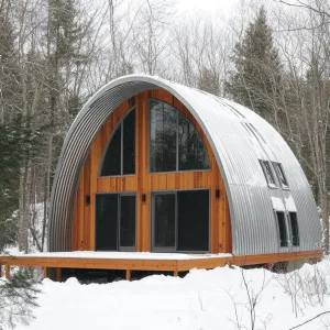 Snow-Covered Arc Amidst Winter Woods