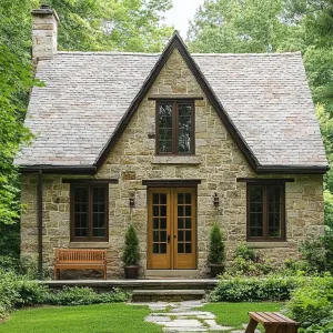 Quaint Stone Cottage with Leafy Green Yard