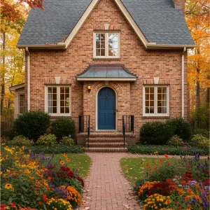 Brick Bliss in Blooming Surroundings