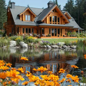Rustic Log Paradise by the Pond