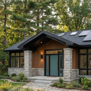 Cedar-Clad Stone Cottage With Teal Welcome