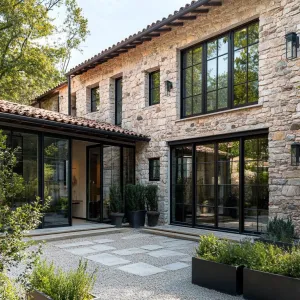 Rustic Retreat with Glassy Panache