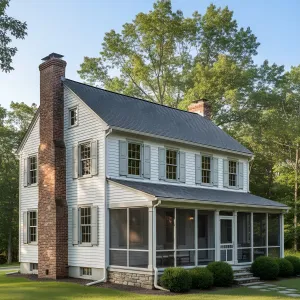 Stone-Base Screened-Veranda Colonial
