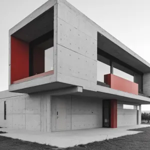 Concrete Cubist with a Pop of Red