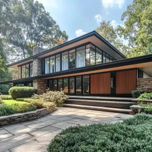 A Tranquil Mid Century Gem With Stone and Glass Galore