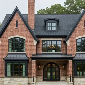 Chic Brick Haven with Dramatic Eaves