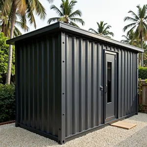 Compact Steel Hideout Under Palms