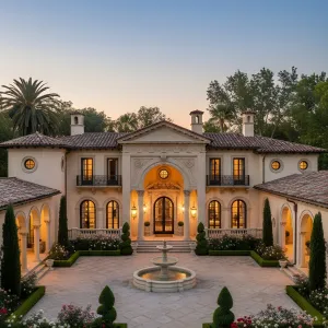 Grand Mediterranean Villa Courtyard