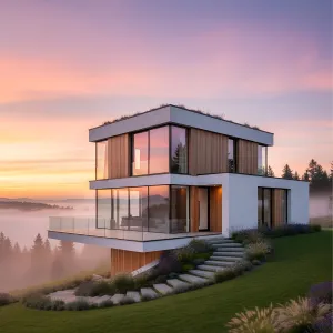 Modern Oasis on a Misty Hilltop