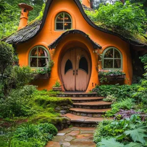 Whimsical Orange Cottage with Charm