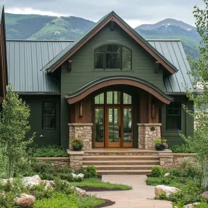 Forest Green With Glass-paneled Sections