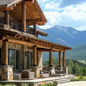 Lumber and Stone Dreamscape Amid Majestic Peaks