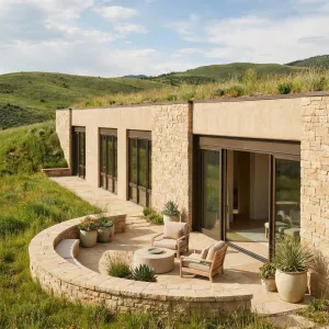 Hillside Stone Terrace Earth Lodge