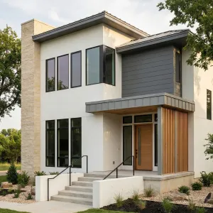 Crisp Boxed Form Stucco Dwelling