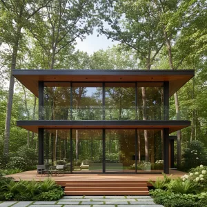 Glass Oasis in Leafy Embrace