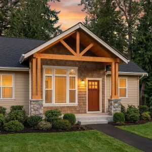 Suburban Timber Gable Porch Getaway