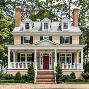 Colonial Comfort with a Pop of Crimson