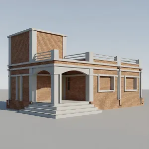 Sunwashed Brick Porch With Quiet Parapets