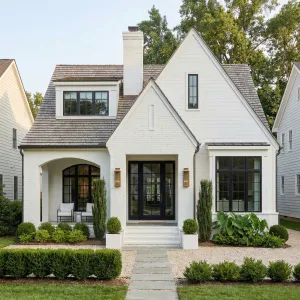 Crisp White Cottage With Sculpted Garden
