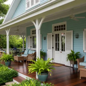 Azure Colonial Delight Among Greenery