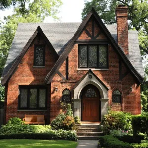Tudor Tale: Brickwork Meets Boldness in a Cozy Corner