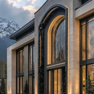 Opulent Archway Amidst Snow-Kissed Peaks