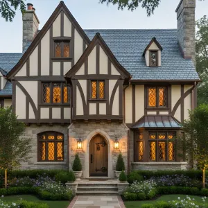 Chestnut-Trim Lanternlit Tudor Charmer