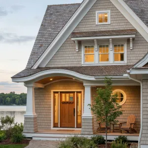 Curved Porch Gable On Lakeshore