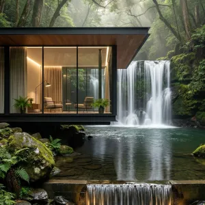 Waterfall Nook Glass Pavilion Retreat