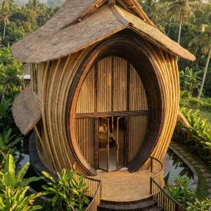 Oval Halo Bamboo Garden Sanctuary